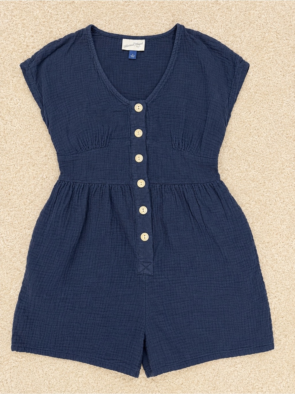 Universal Thread Navy V-Neck Button Romper
